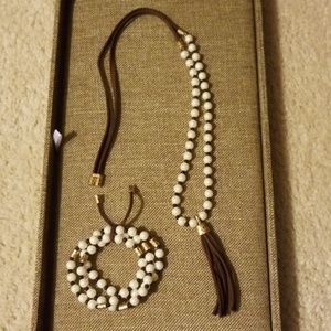 Premier Designs Pearl Tassle Necklace and Bracelet